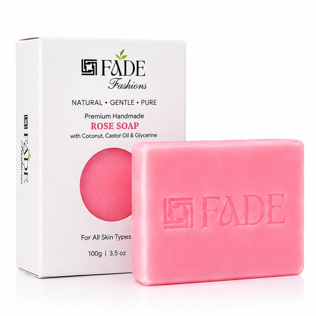 FADE FASHIONS Rose Soap with Goat Milk, Glycerin, Coconut Oil & Castor Oil | Nourishing & Moisturizing Bath Soap | For Men & Women | 100 g