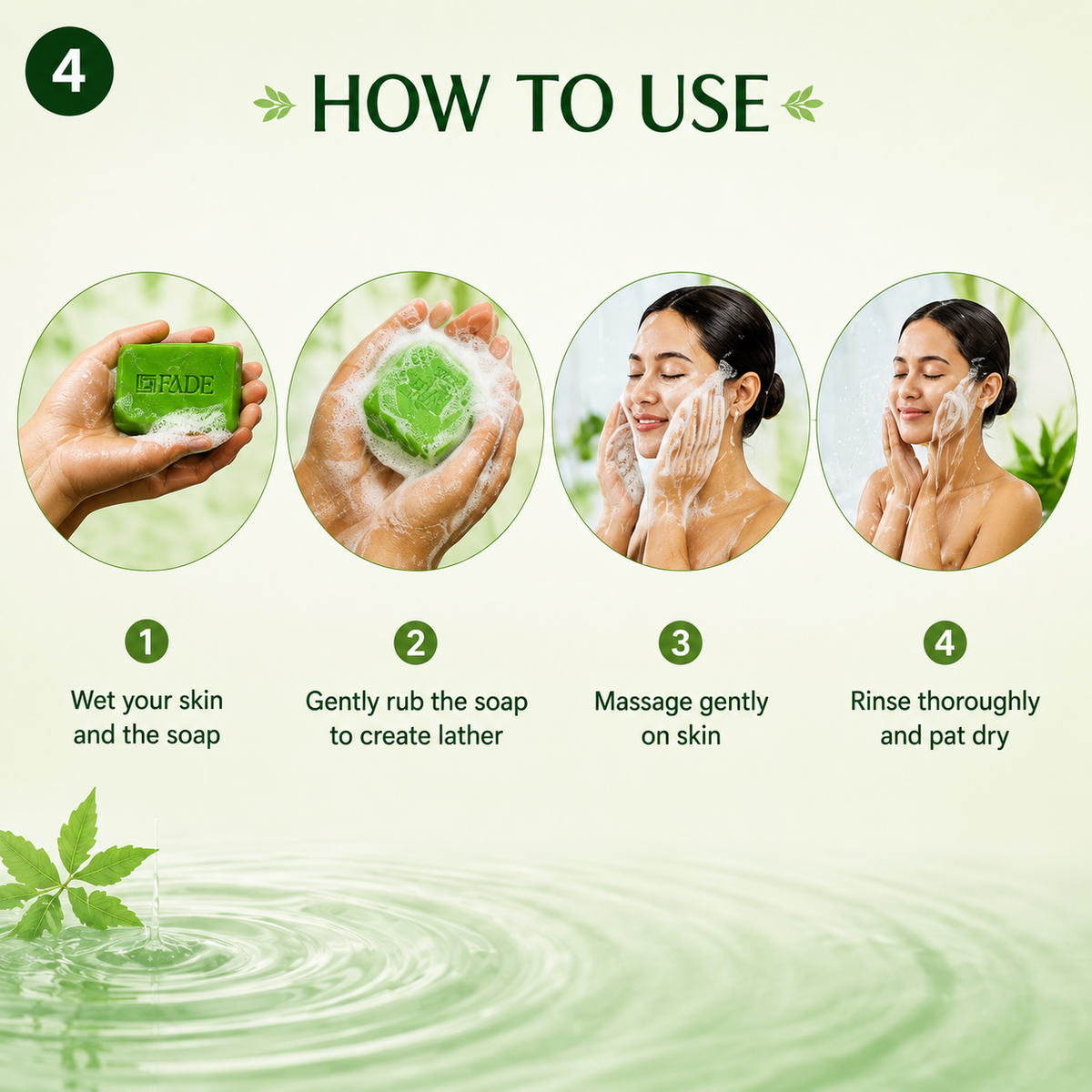 FADE FASHIONS Neem Soap with Neem Powder, Goat Milk, Glycerin, Neem Oil, Coconut Oil, Castor Oil & Zinc PCA | Nourishing & Cleansing Bath Soap | For Men & Women | 100 g