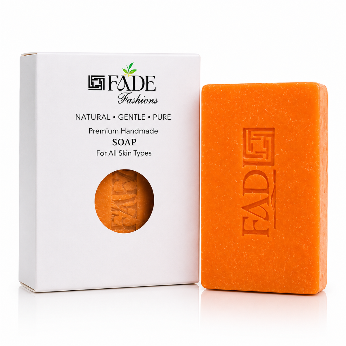 FADE FASHIONS Orange Soap with Orange Powder, Goat Milk, Glycerin, Coconut Oil, Castor Oil & Vitamin C | Nourishing & Cleansing Bath Soap | For Men & Women | 100 g