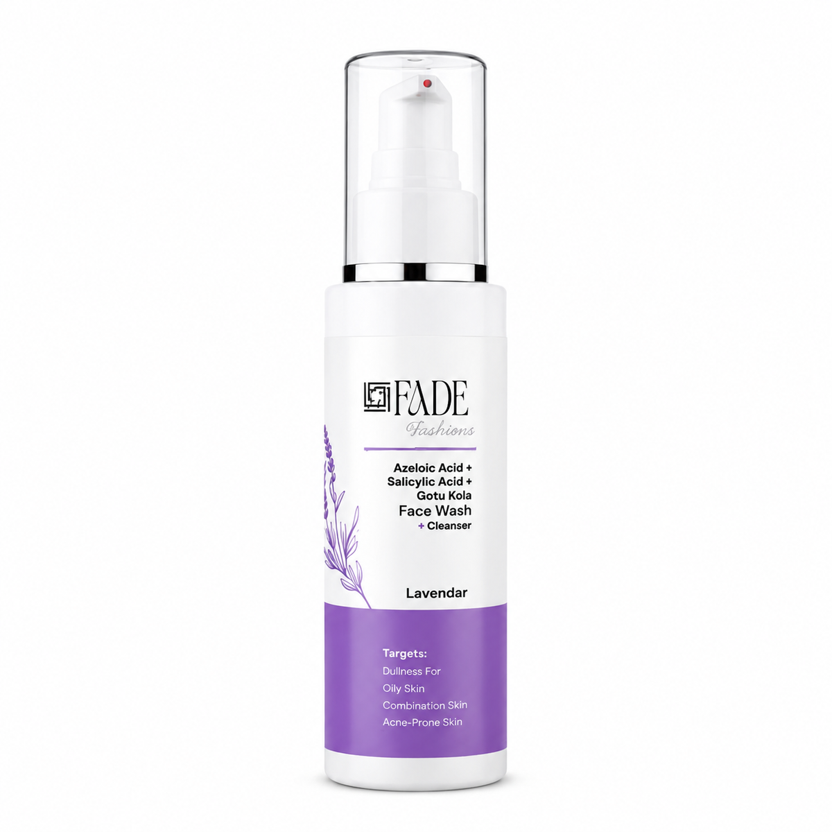 FADE FASHIONS 1% Azelaic Acid + 2% Salicylic Acid + 5% Gotu Kola Face Wash & Cleanser with Lavender | Oil Control & Deep Cleansing | For Men & Women