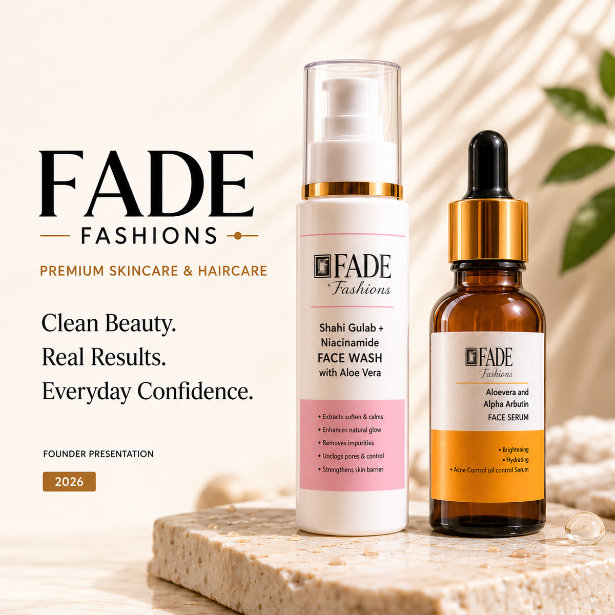 fadefashions.com FADE FASHIONS Glow & Hydrate Skincare Duo: Brightening Cleanser & Face Serum (2-Piece Kit) (2 Items in the set)