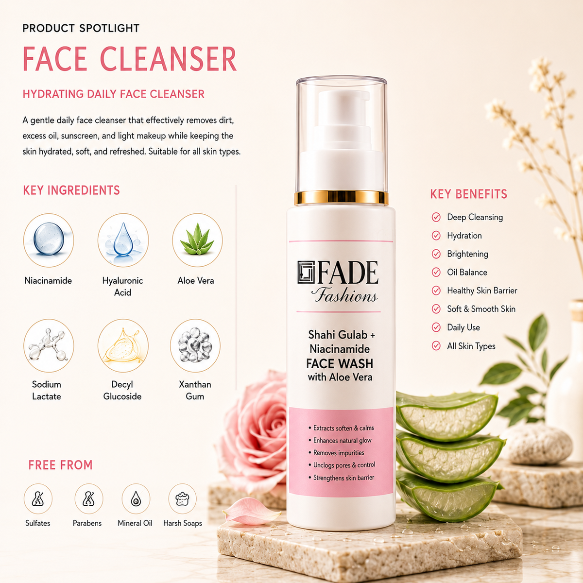 fadefashions.com FADE FASHIONS Glow & Hydrate Skincare Duo: Brightening Cleanser & Face Serum (2-Piece Kit) (2 Items in the set)