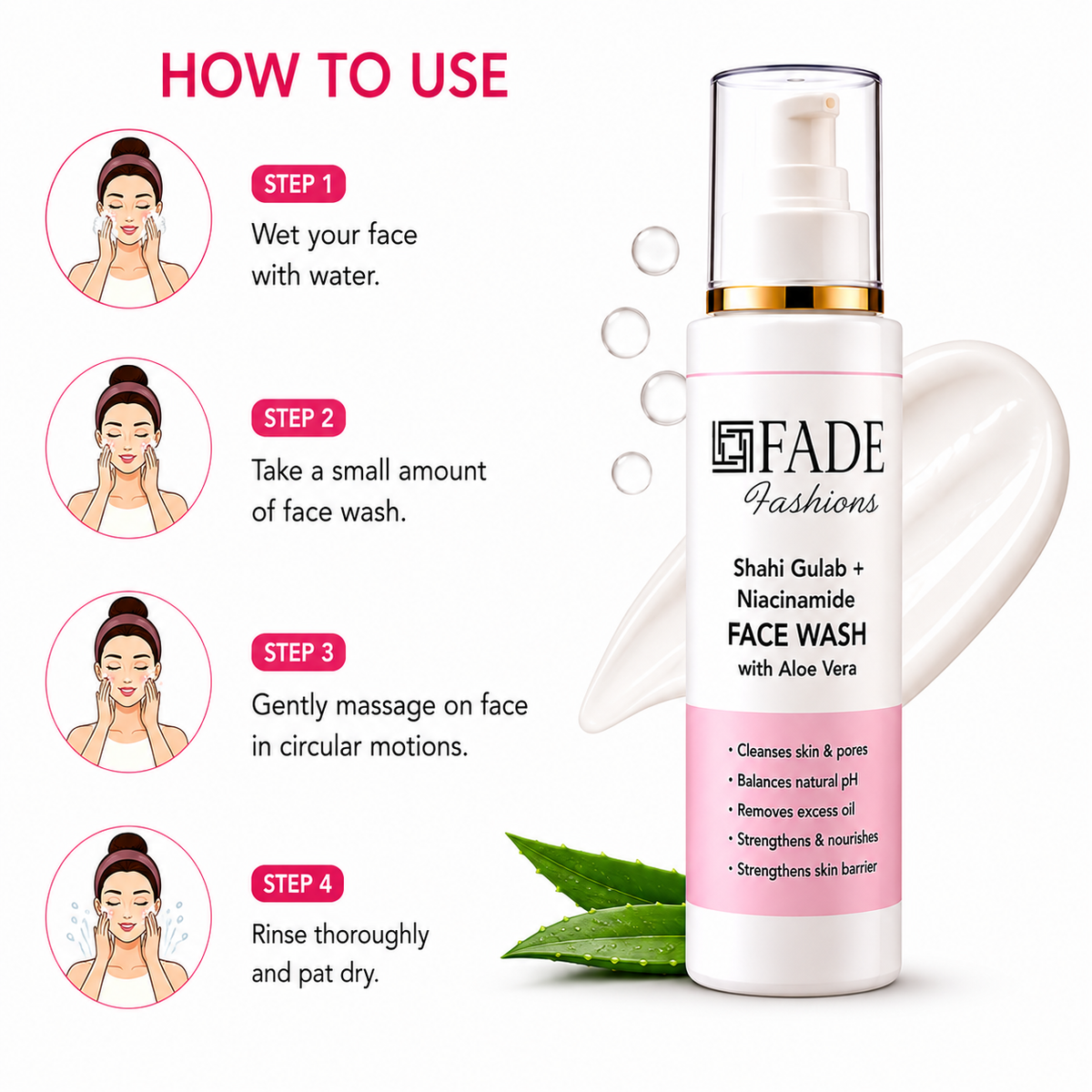 Fade Fashions Niacinamide Face Wash 100ml | Hydrating Cleanser for Deep Cleansing, Oil Control, Brightening & Glowing Skin | Gentle Daily Skincare Face Wash for Women & Men