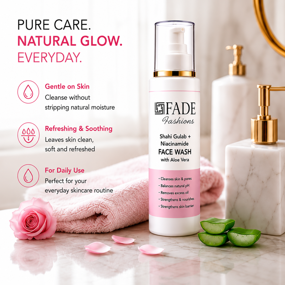 Fade Fashions Niacinamide Face Wash 100ml | Hydrating Cleanser for Deep Cleansing, Oil Control, Brightening & Glowing Skin | Gentle Daily Skincare Face Wash for Women & Men