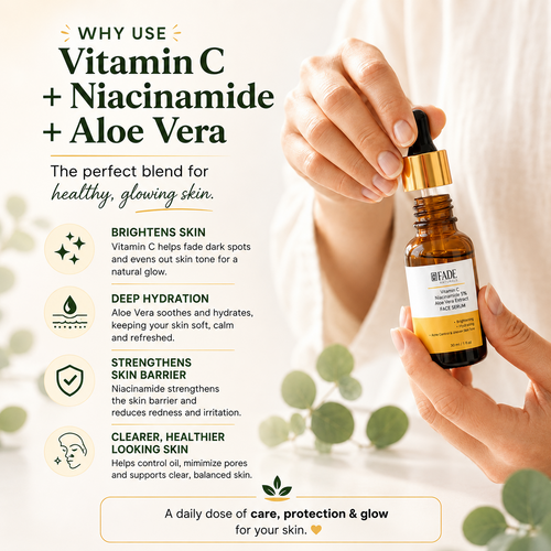 Fade Fashion 30 ml Face Serum with Vitamin C Serum, Niacinamide Serum & Hyaluronic Acid for Glowing Skin, Dark Spot Remover, Acne Marks, Anti Aging, Moisturizing Skincare for Women Men