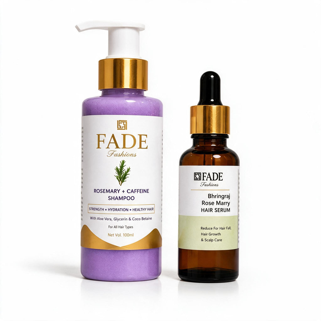 fadefashions.com Hair Care Combo Pack Rosemary + Caffeine Shampoo (100 ml) + Hair Growth Serum (15 ml) Healthy Hair Starts at the Scalp (2 Items in the set)