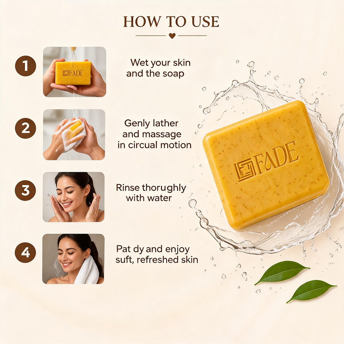 FADE FASHIONS Sandal Soap with Sandalwood Powder, Goat Milk, Glycerin, Coconut Oil, Castor Oil & Niacinamide | Nourishing & Cleansing Bath Soap | For Men & Women | 100 g